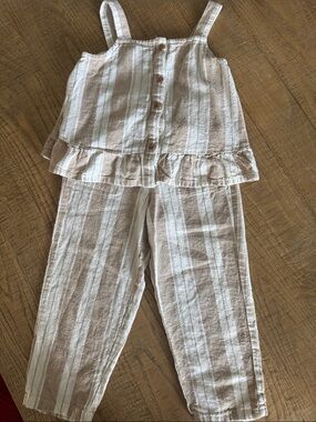 Old Navy Beige and Cream Striped Kids Top